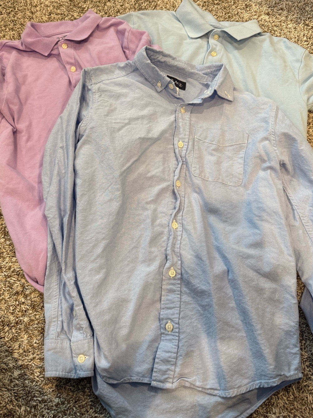 The Children's Place Light Blue Button-Down & Lavender Polo Set